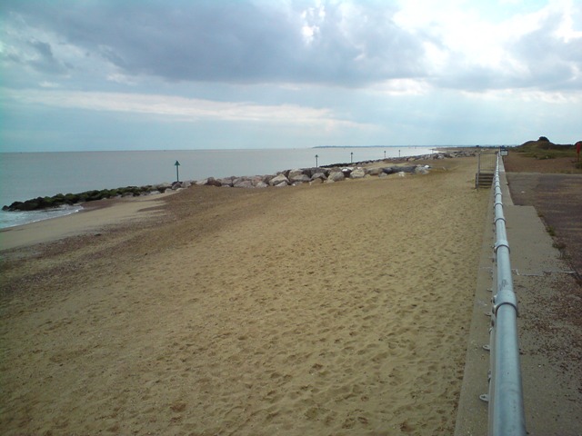 Felixstowe beach looking toward the Orwell estuary
